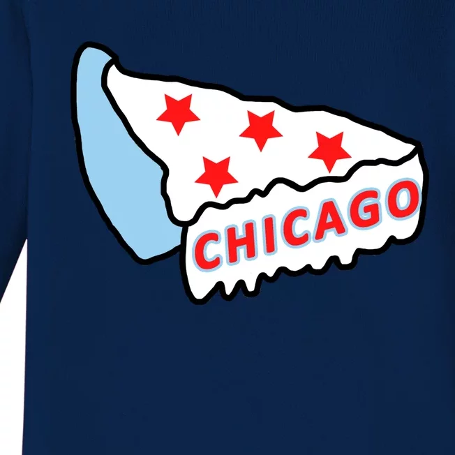 Deep Dish Chicago Pizza Flag Baby Long Sleeve Bodysuit