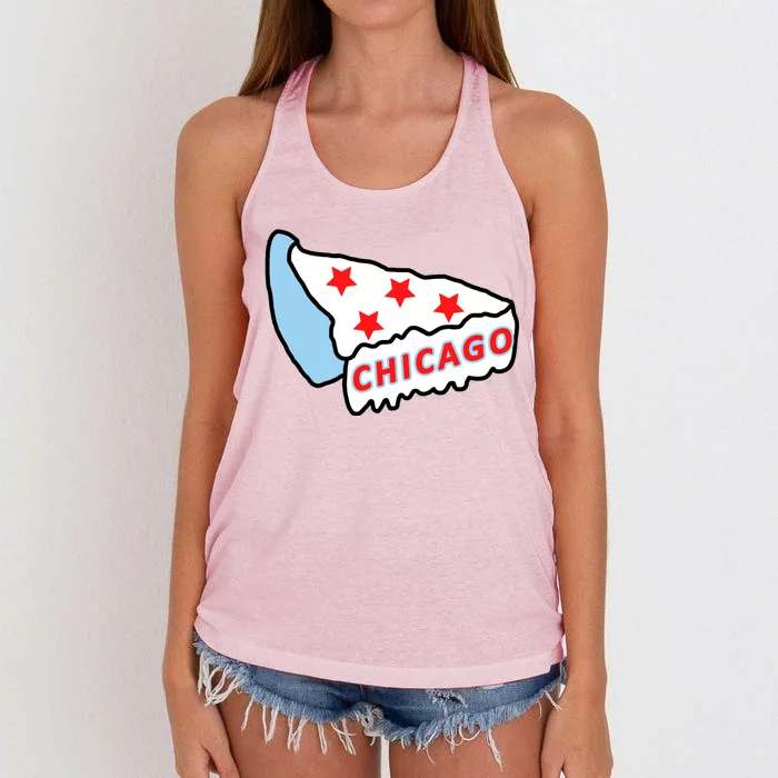 Deep Dish Chicago Pizza Flag Women's Knotted Racerback Tank