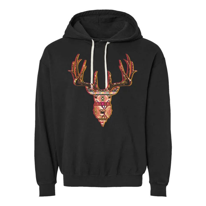 Deer Antlers Wilderness Pattern Garment-Dyed Fleece Hoodie