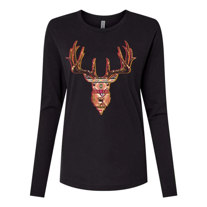 Deer Antlers Wilderness Pattern Womens Cotton Relaxed Long Sleeve T-Shirt