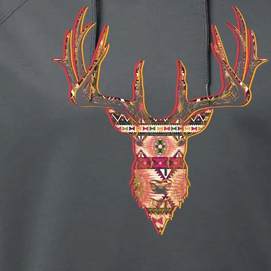 Deer Antlers Wilderness Pattern Performance Fleece Hoodie