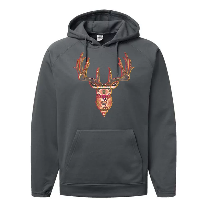 Deer Antlers Wilderness Pattern Performance Fleece Hoodie