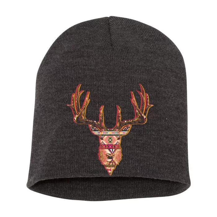 Deer Antlers Wilderness Pattern Short Acrylic Beanie