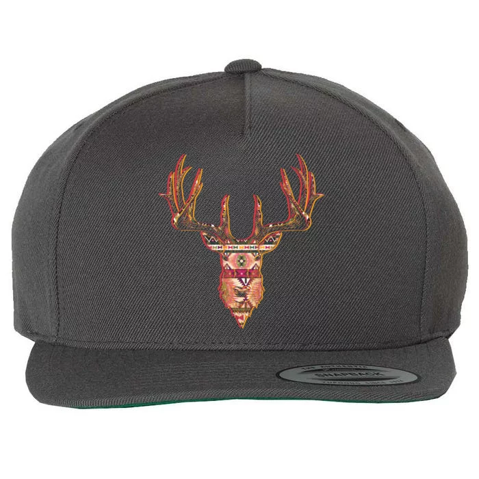 Deer Antlers Wilderness Pattern Wool Snapback Cap