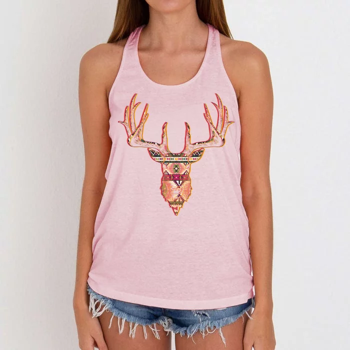 Deer Antlers Wilderness Pattern Women's Knotted Racerback Tank