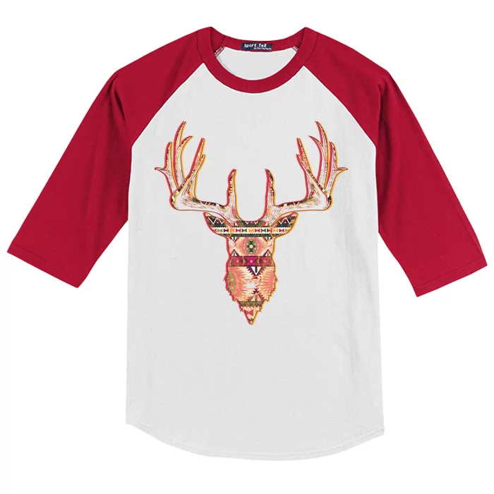 Deer Antlers Wilderness Pattern Kids Colorblock Raglan Jersey