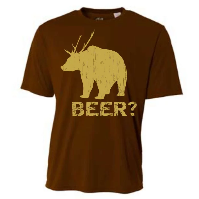 Deer Bear Beer Moose Elk Hunting Funny Cooling Performance Crew T-Shirt