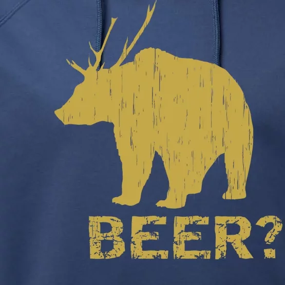 Deer Bear Beer Moose Elk Hunting Funny Performance Fleece Hoodie