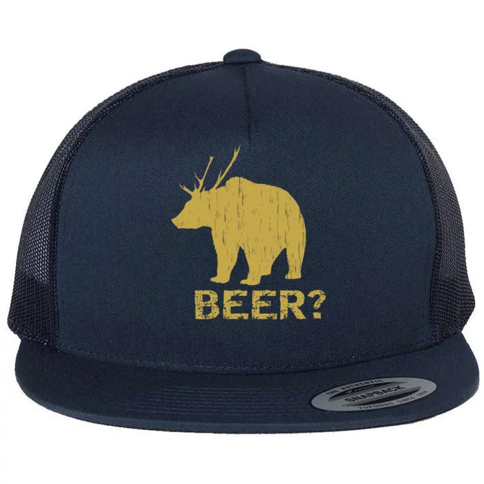 Deer Bear Beer Moose Elk Hunting Funny Flat Bill Trucker Hat