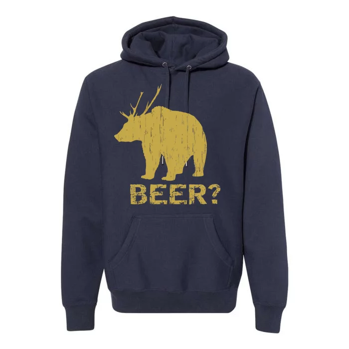 Deer Bear Beer Moose Elk Hunting Funny Premium Hoodie