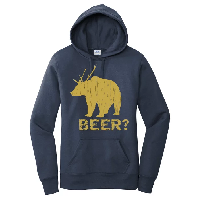 Deer Bear Beer Moose Elk Hunting Funny Women's Pullover Hoodie