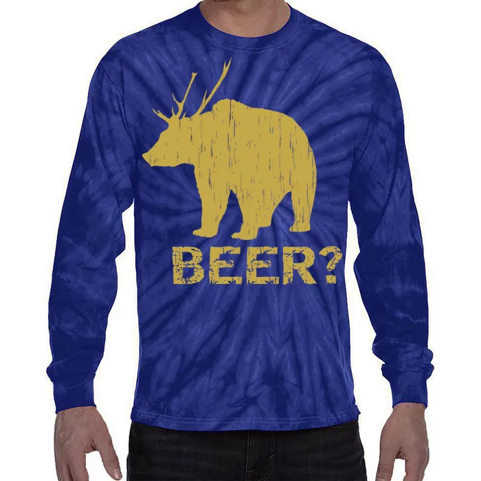 Deer Bear Beer Moose Elk Hunting Funny Tie-Dye Long Sleeve Shirt