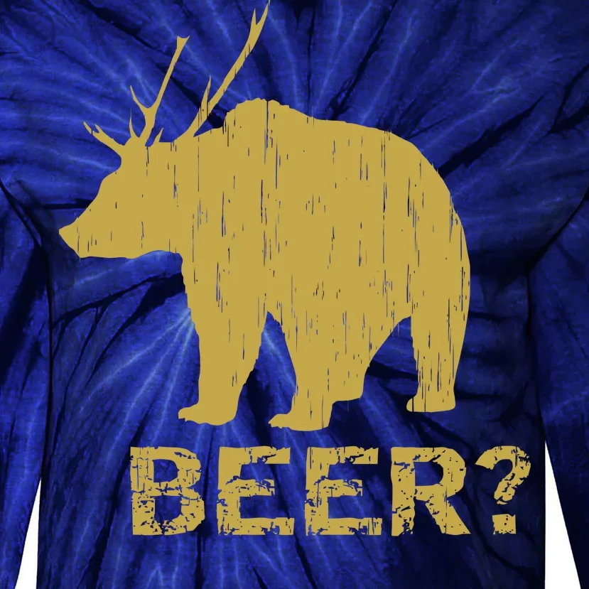 Deer Bear Beer Moose Elk Hunting Funny Tie-Dye Long Sleeve Shirt