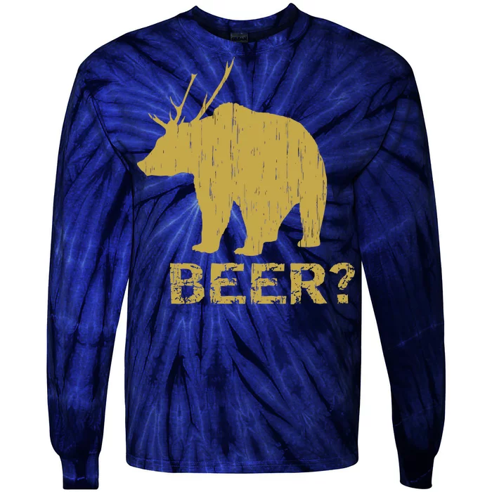 Deer Bear Beer Moose Elk Hunting Funny Tie-Dye Long Sleeve Shirt