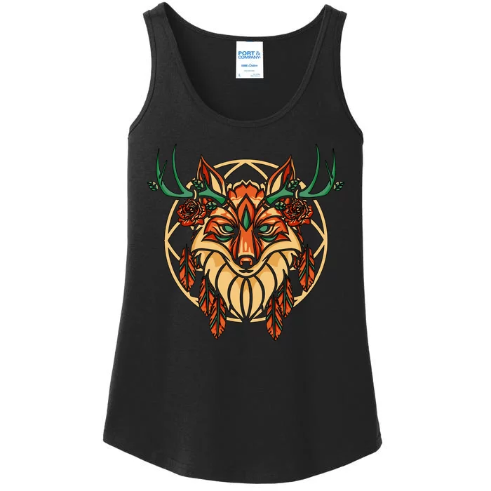 Deer Fox Abstract Ladies Essential Tank