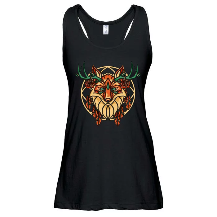 Deer Fox Abstract Ladies Essential Flowy Tank