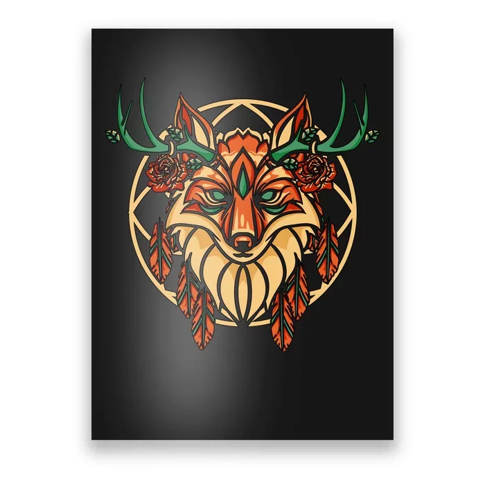 Deer Fox Abstract Poster