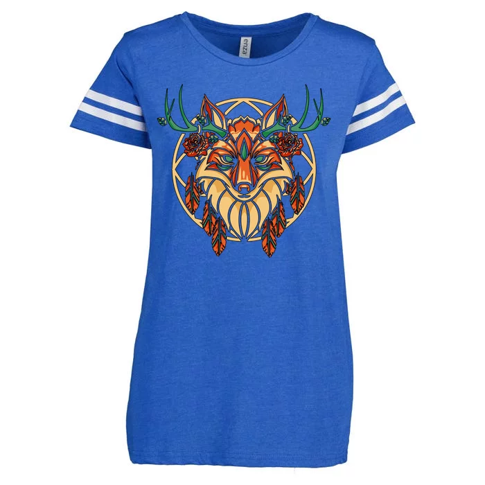 Deer Fox Abstract Enza Ladies Jersey Football T-Shirt