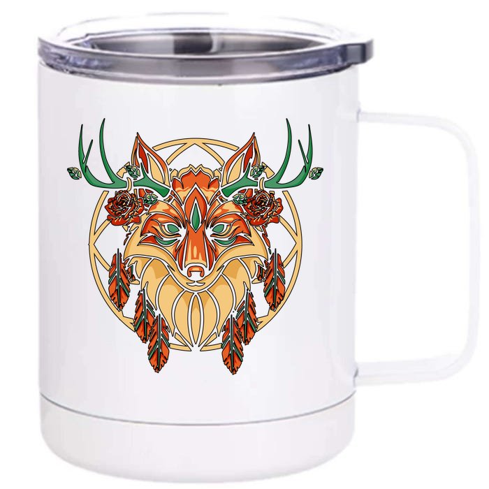 Deer Fox Abstract Front & Back 12oz Stainless Steel Tumbler Cup