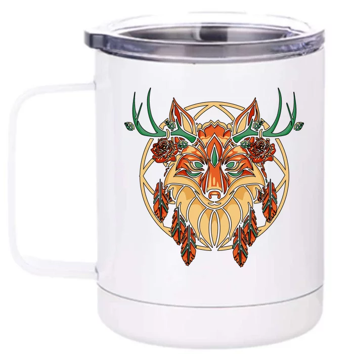 Deer Fox Abstract Front & Back 12oz Stainless Steel Tumbler Cup