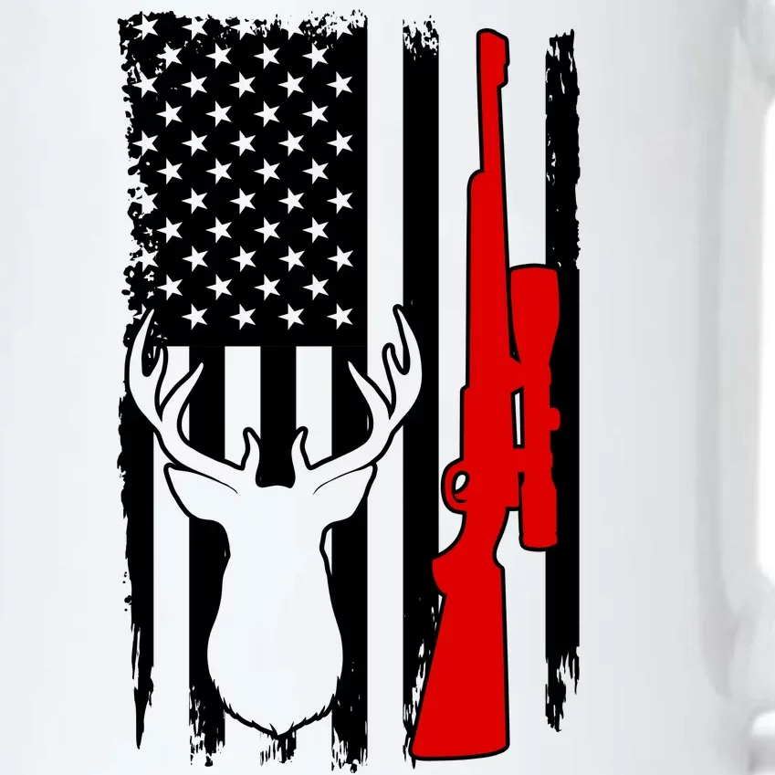 Deer Hunting Distressed USA American Flag Black Color Changing Mug