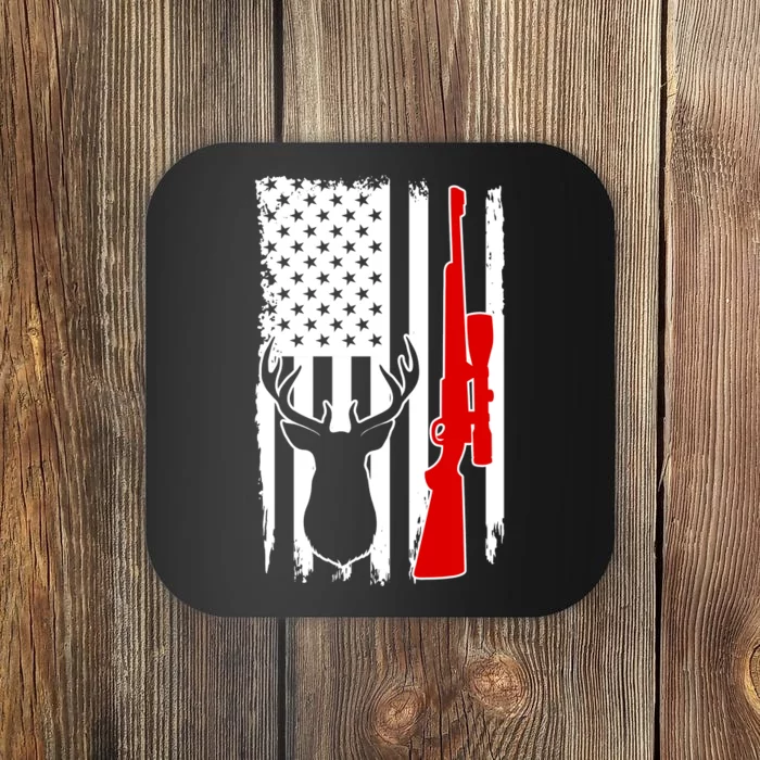 Deer Hunting Distressed USA American Flag Coaster