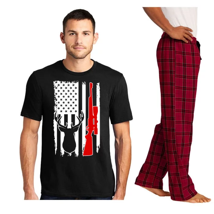 Deer Hunting Distressed USA American Flag Pajama Set