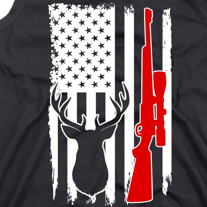 Deer Hunting Distressed USA American Flag Tank Top