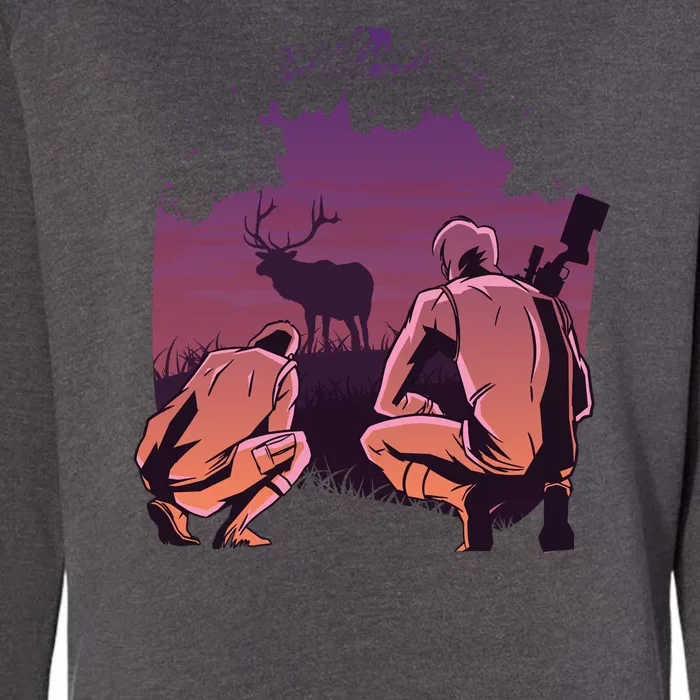 Deer Hunting Scene Womens California Wash Sweatshirt