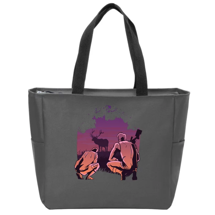 Deer Hunting Scene Zip Tote Bag