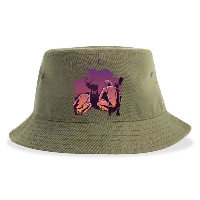 Deer Hunting Scene Sustainable Bucket Hat