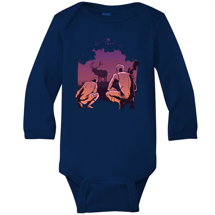 Deer Hunting Scene Baby Long Sleeve Bodysuit