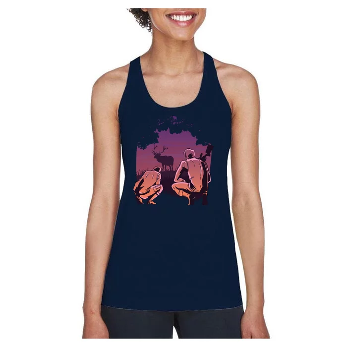 Deer Hunting Scene Women's Racerback Tank