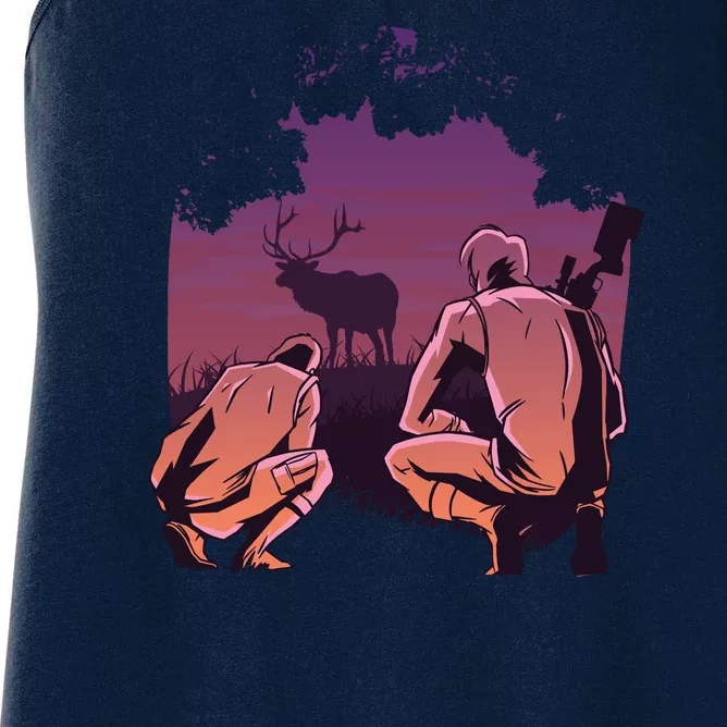 Deer Hunting Scene Women's Racerback Tank