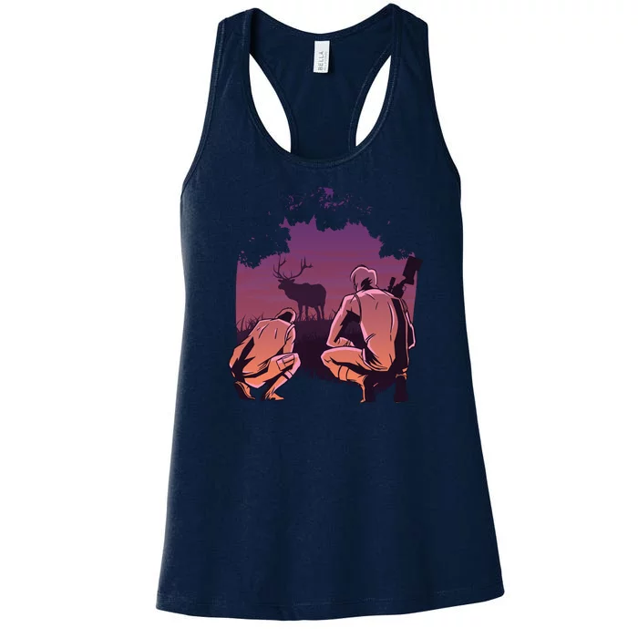 Deer Hunting Scene Women's Racerback Tank