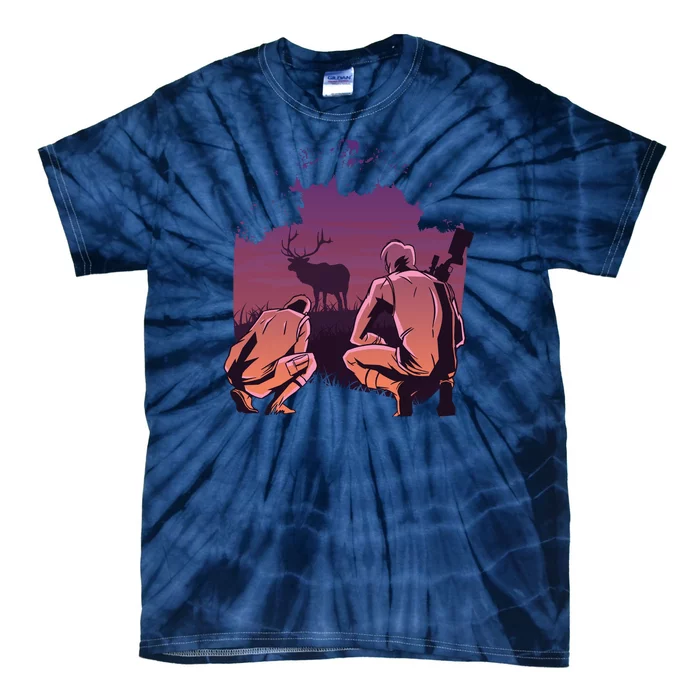 Deer Hunting Scene Tie-Dye T-Shirt