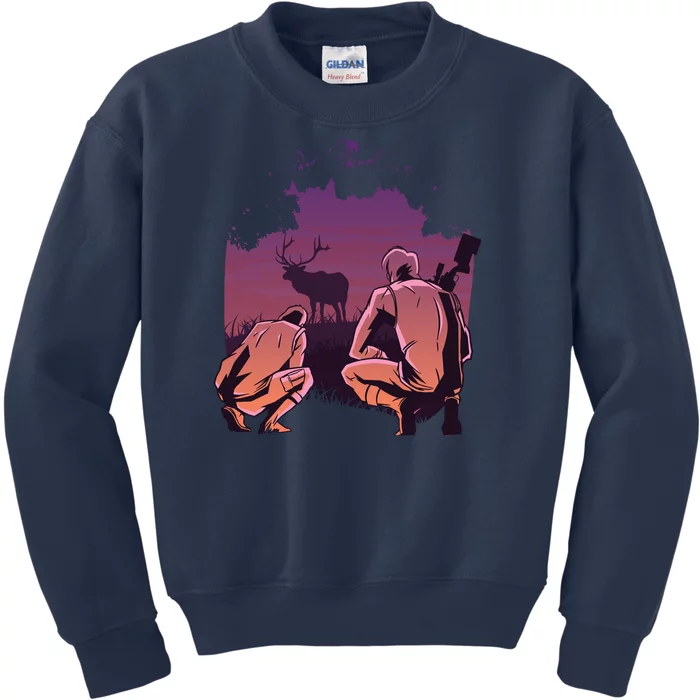 Deer Hunting Scene Kids Sweatshirt