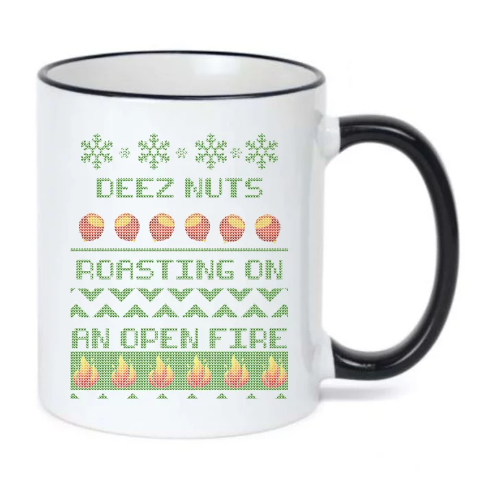 Deez Nuts Roasting On An Open Fire Ugly X-Mas Black Color Changing Mug