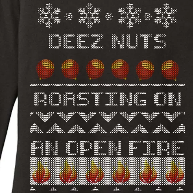 Deez Nuts Roasting On An Open Fire Ugly X-Mas Womens CVC Long Sleeve Shirt