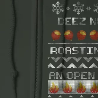 Deez Nuts Roasting On An Open Fire Ugly X-Mas Full Zip Hoodie