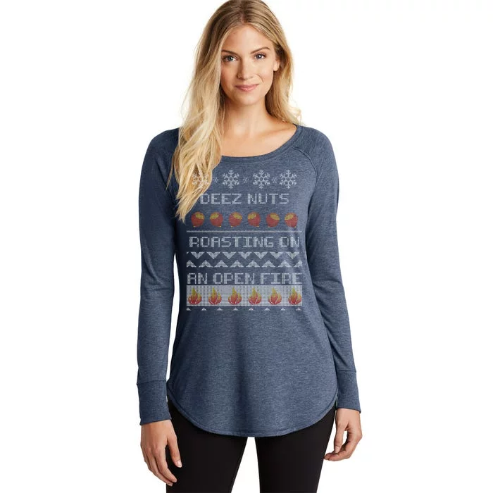 Deez Nuts Roasting On An Open Fire Ugly X-Mas Women's Perfect Tri Tunic Long Sleeve Shirt