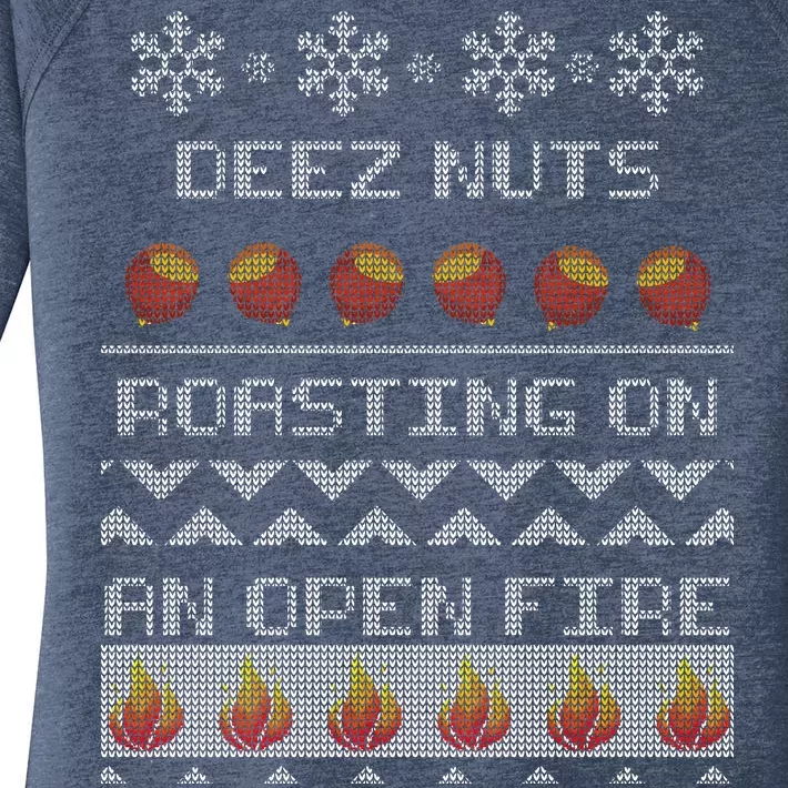 Deez Nuts Roasting On An Open Fire Ugly X-Mas Women's Perfect Tri Tunic Long Sleeve Shirt