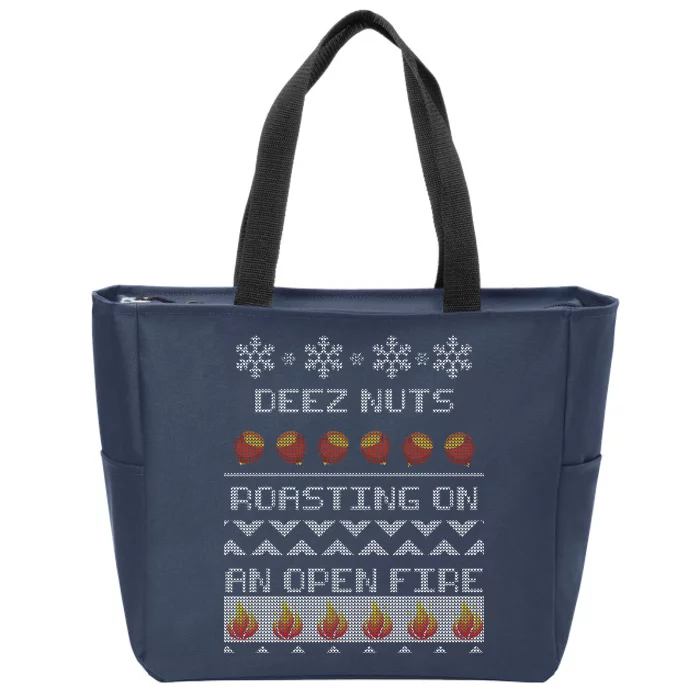 Deez Nuts Roasting On An Open Fire Ugly X-Mas Zip Tote Bag