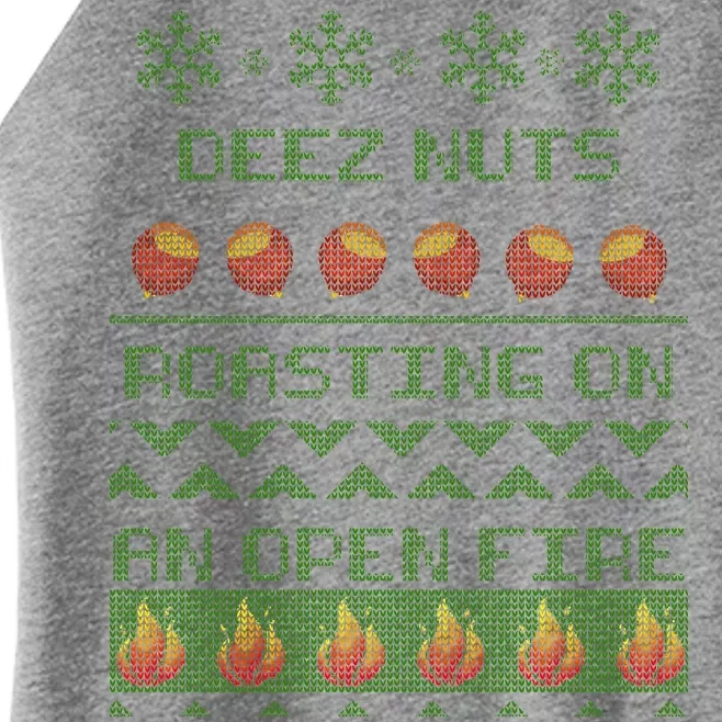 Deez Nuts Roasting On An Open Fire Ugly X-Mas Women’s Perfect Tri Rocker Tank