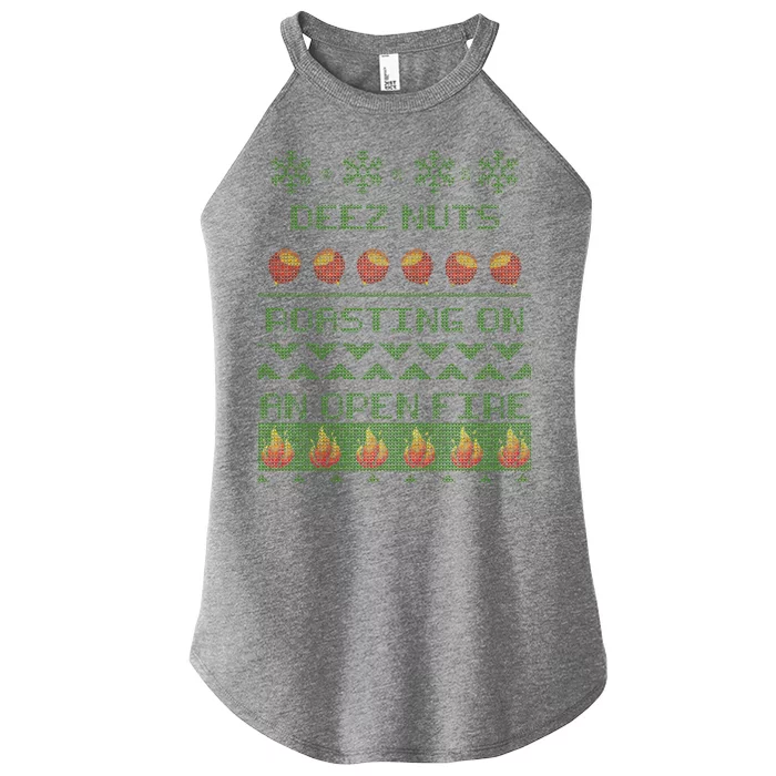 Deez Nuts Roasting On An Open Fire Ugly X-Mas Women’s Perfect Tri Rocker Tank