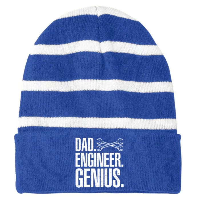 Dad Engineer Funny Mechanic Engineer Fathers Day Gift Striped Beanie with Solid Band