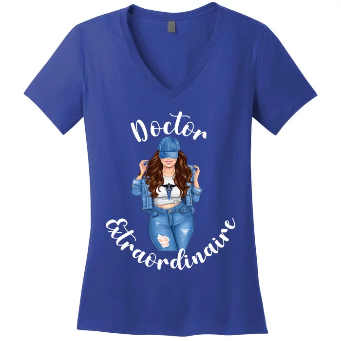 Doctor Extraordinaire Funny Dr Medical Student Caduceous Gift Women's V-Neck T-Shirt