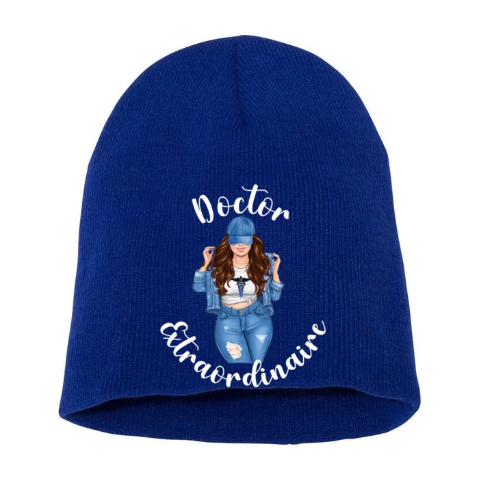 Doctor Extraordinaire Funny Dr Medical Student Caduceous Gift Short Acrylic Beanie