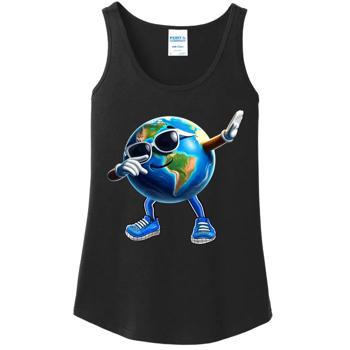 Dabbing Earth Funny Earth Day 2024 Ladies Essential Tank