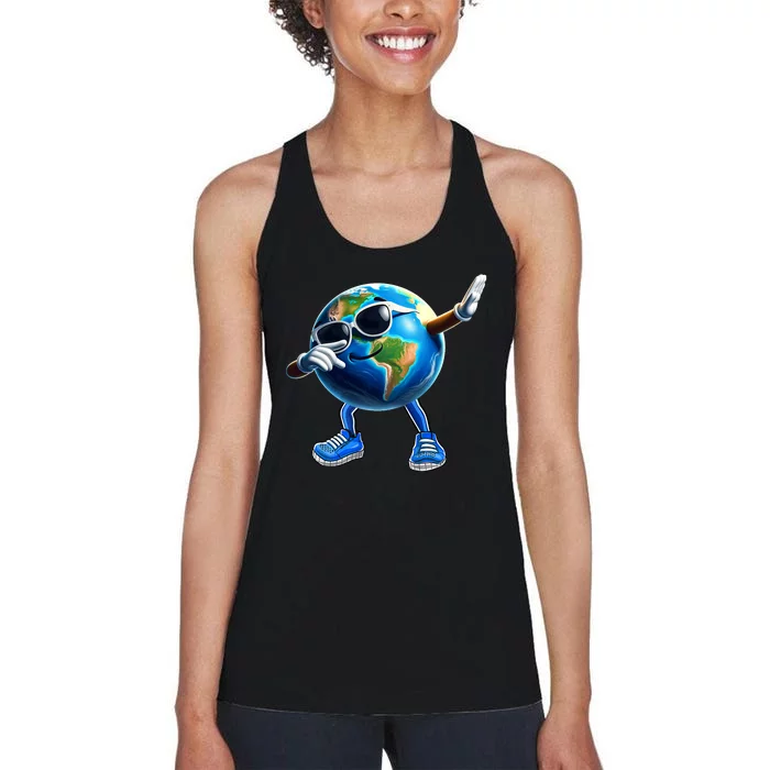 Dabbing Earth Funny Earth Day 2024 Women's Racerback Tank